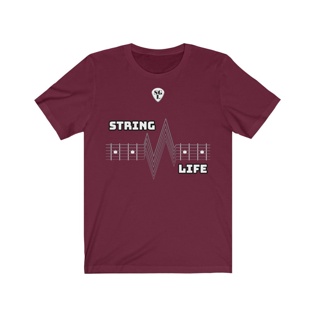 Salford Guitar Lessons - String Life T-shirt Tee unisex - maroon